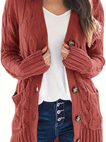 gilet mi-long femme en coton rouge brique- Modèle Alizée - Vignette | monbeaugilet.com