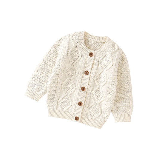 cardigan écru en maille torsadée gilet mixte enfant
