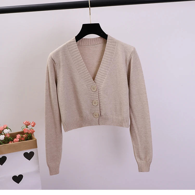 gilet court pour femme beige à bouton col en V