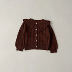 Gilet fille élégant à col Claudine en tricot fin - Vignette | monbeaugilet.com